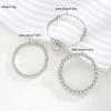 3 Pcs/Set Fashion Heart Pendant Bracelets Set for Women Vintage Simple Silver Color Ball Beaded Bracelets Bangles Jewelry Gifts