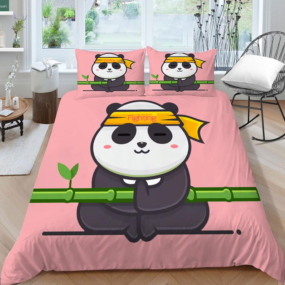 3D-Panda-Bettwäsche-Set, Cartoon-Tier-Bettbezug und Kissenbezug, AU/EU/DE/UK/US, Heimdekoration in voller Größe