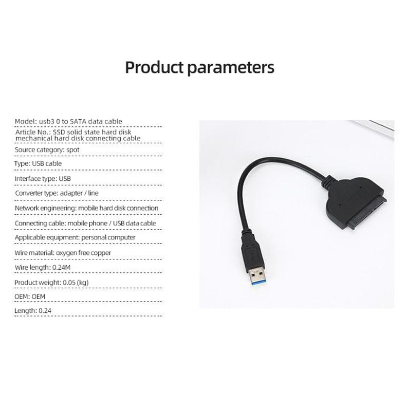SATA Cable Sata 3 To Usb 3.0 Adapter Up to 6 Gbps Support 2.5 Inch External SSD HDD Hard Drive Connectors 22 Pin Sata III Cable