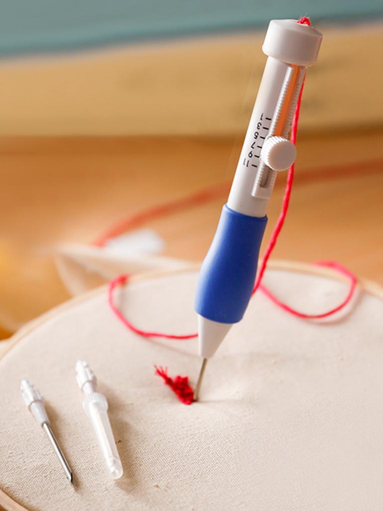 1 Set Magic Embroidery Pen Pratical Abs Plastic Diy Interchangeable Punch Needle Tools And Gadgets Poke Flower Needle Household