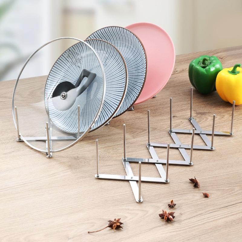Adjustable Kitchen Rack Stainless Steel Dish Drainer Expandable Utensil Holder Pot Lid Organizer Space Saving Countertop Storage Shelf Drying Rack