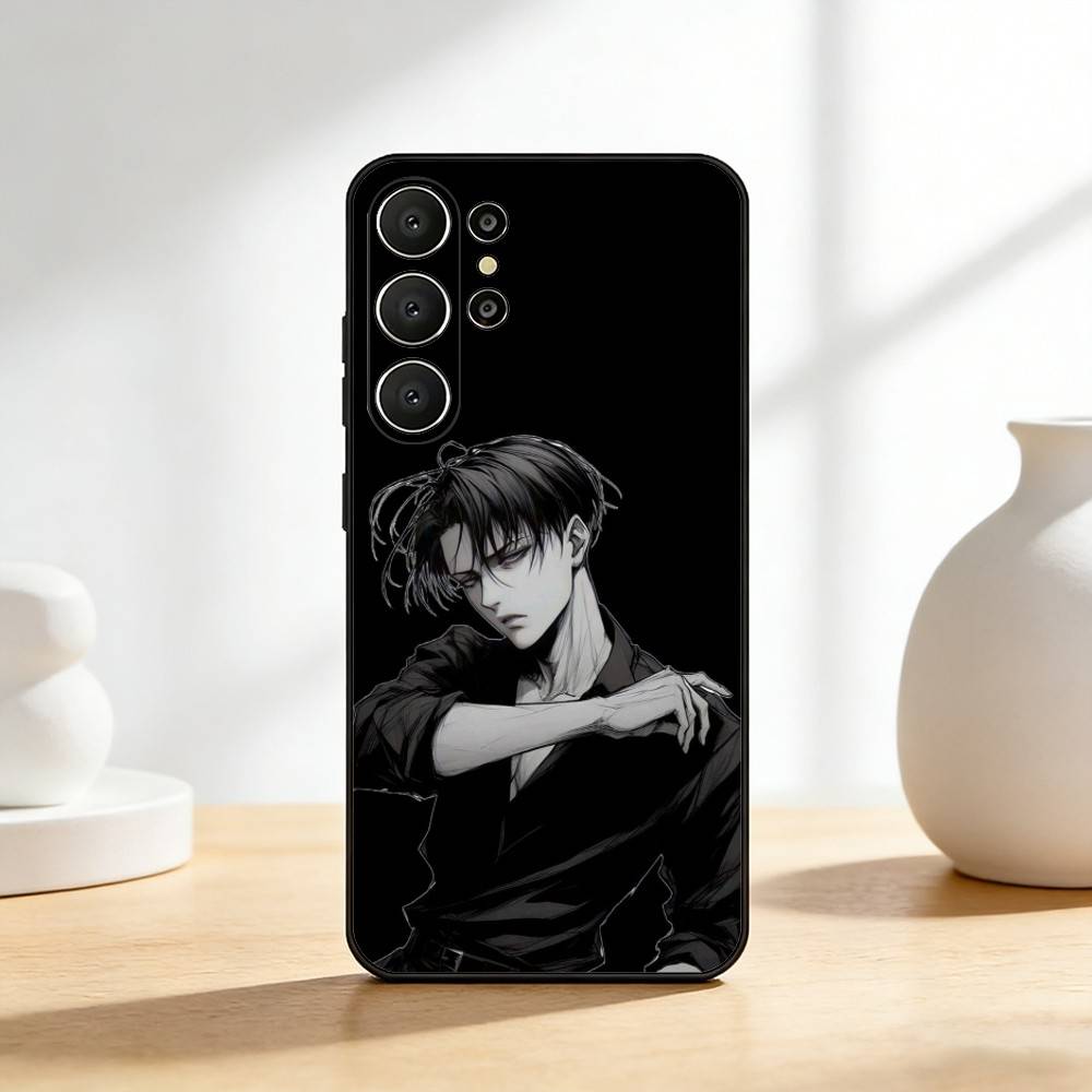 Cartoon Anime Levi A-Ackerman Phone Case For Samsung S26,S25,S24,S21,S22,S23,S30,Ultra,S20,FE,Lite,10,9,Black Cover
