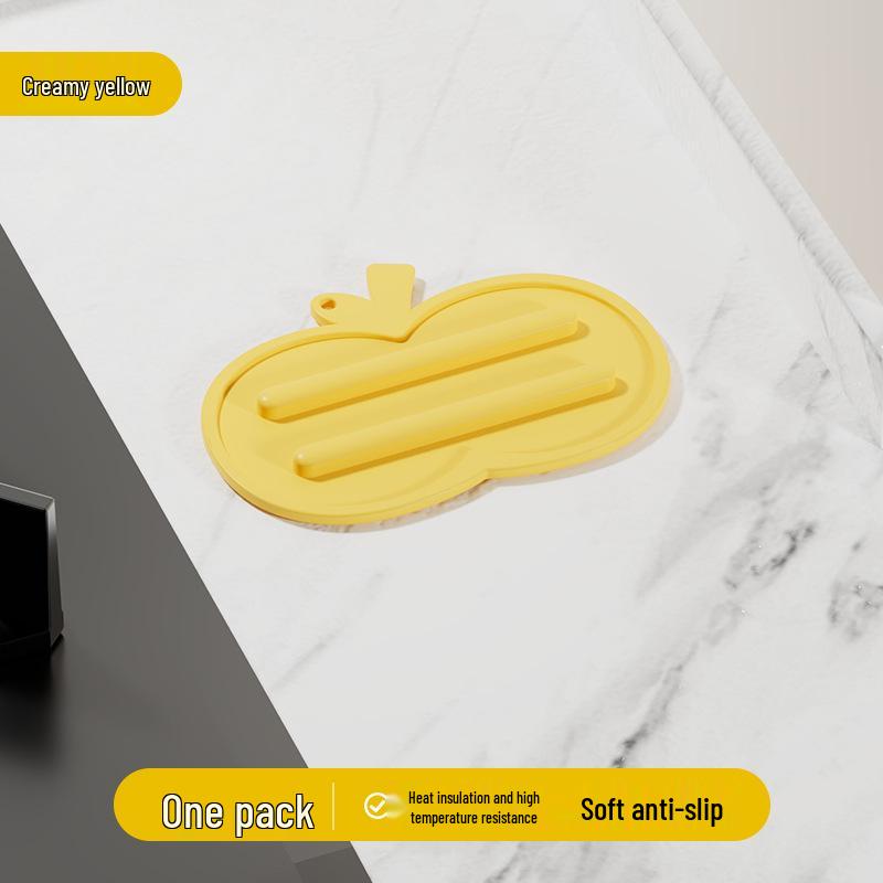 

No-Drill Multi-functional Apple Silicone Pot Lid and Draining Mat for Kitchen Counter and Stove, Non-slip Soft Rubber.