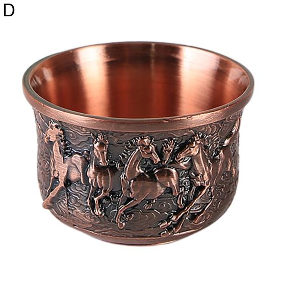 Yousheng Teacup Anti-slip Compact Size Zinc Alloy Aesthetic Relief Pattern Liquor Cup for Banquet