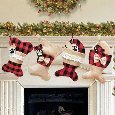 Pet Doggy Cats Hessian Christmas Stocking Reuse Present Gift Sacks Santa Hanging