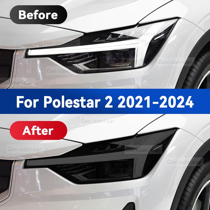 Für Polestar 2 2021-2024 2023 Auto Scheinwerfer Schwarz TPU Schutzfolie Frontlicht Tönung Farbwechsel Aufkleber Zubehör