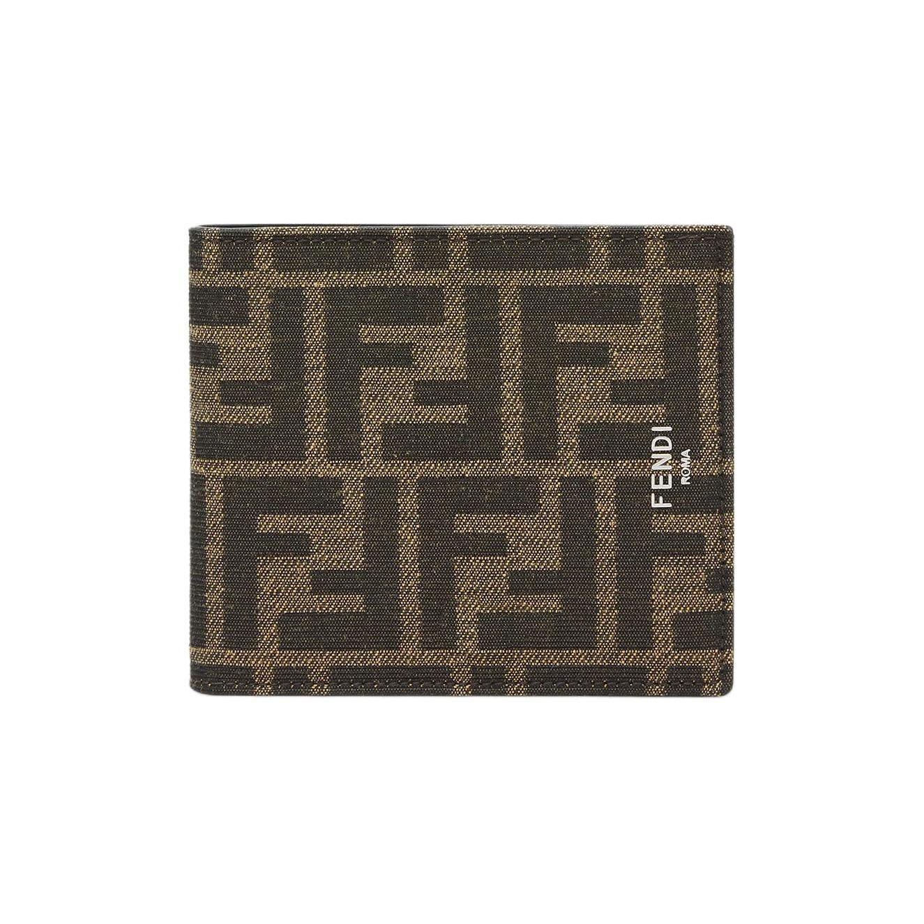 

Fendi Ff Logo Monogram Double Fold Design Jacquard Fabric With Leather Wallet Men Wallet Brown 7M0169ALWKF0L3T Gift Set(Basic Set+Box+Shopping Bag)