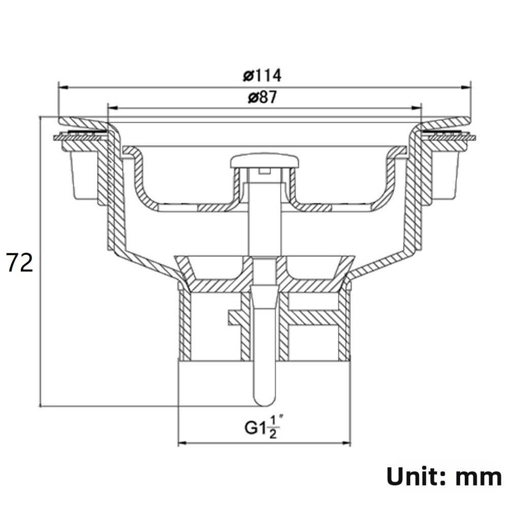 Sink Basket Strainer Drain Trap 114mm Diameter with Liftable Water Seal and Double Sealing Rings for 88 95mm Hole