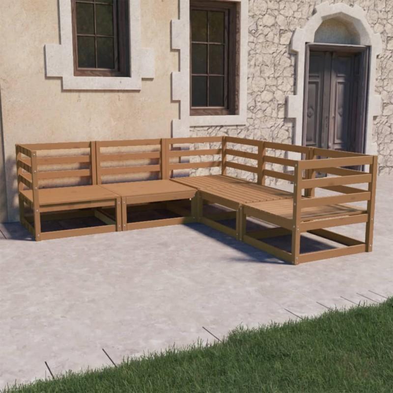 Day and Night - Day and Night Garden Furniture 5 Pieces Honey Brown Solid Pine Wood