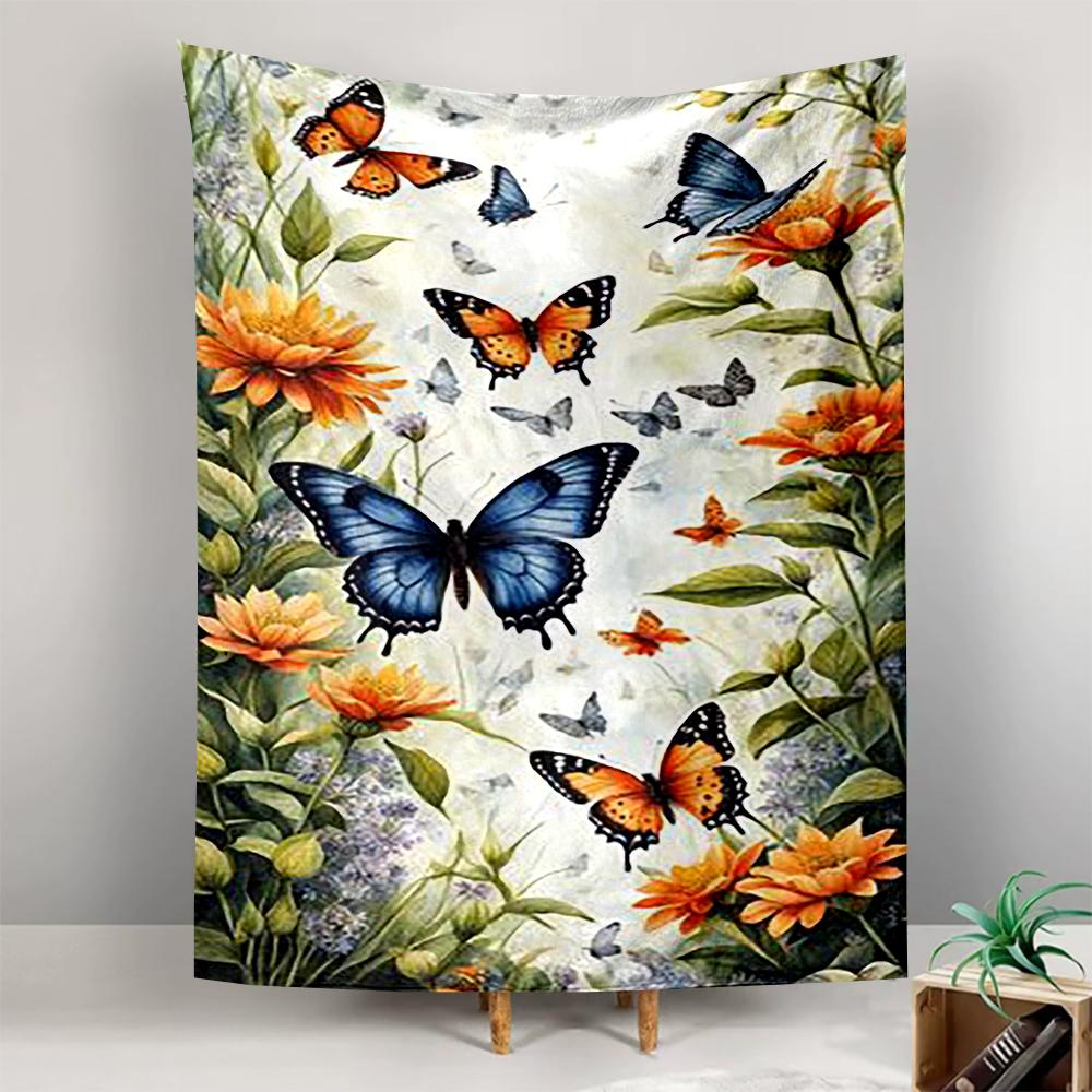 Floral & Butterfly Design Patterned tapestry for bedroom and living room home decor