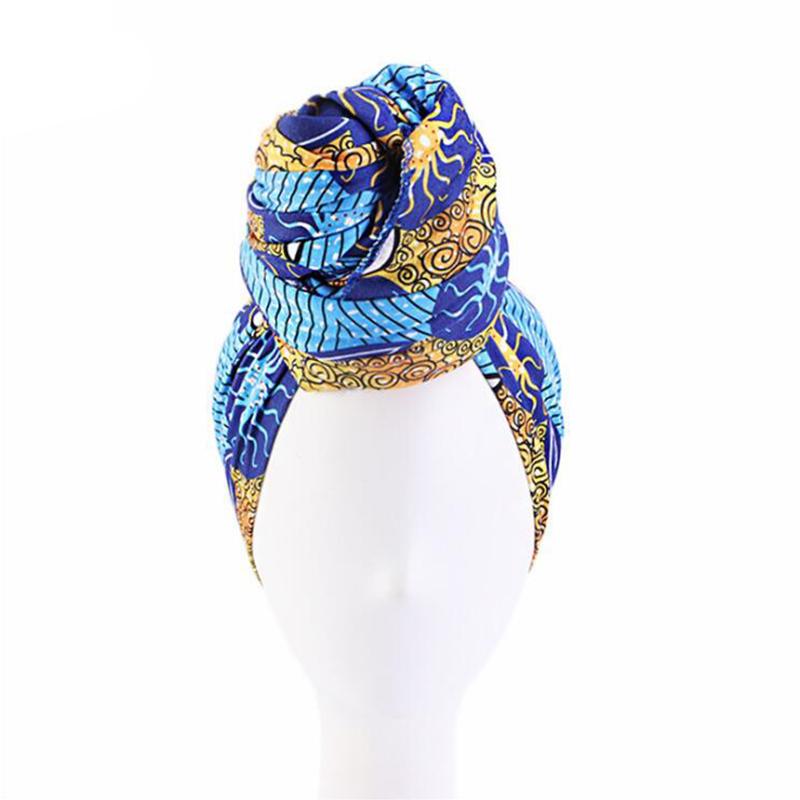 India Turban Women Printed Turban Big Flower Headwear Bandana Hijab Long Turban Hair Accessories