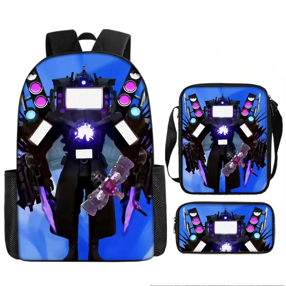 Skibidi Cartoon Toilet Printed Backpack Child Schoolbag Shoulder Bag Pencil Bag