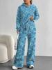European And American Autumn And Winter Casual Long-Sleeved Retro Pattern Set Women'S Hooded Sweater Trousers Two-Piece Set
