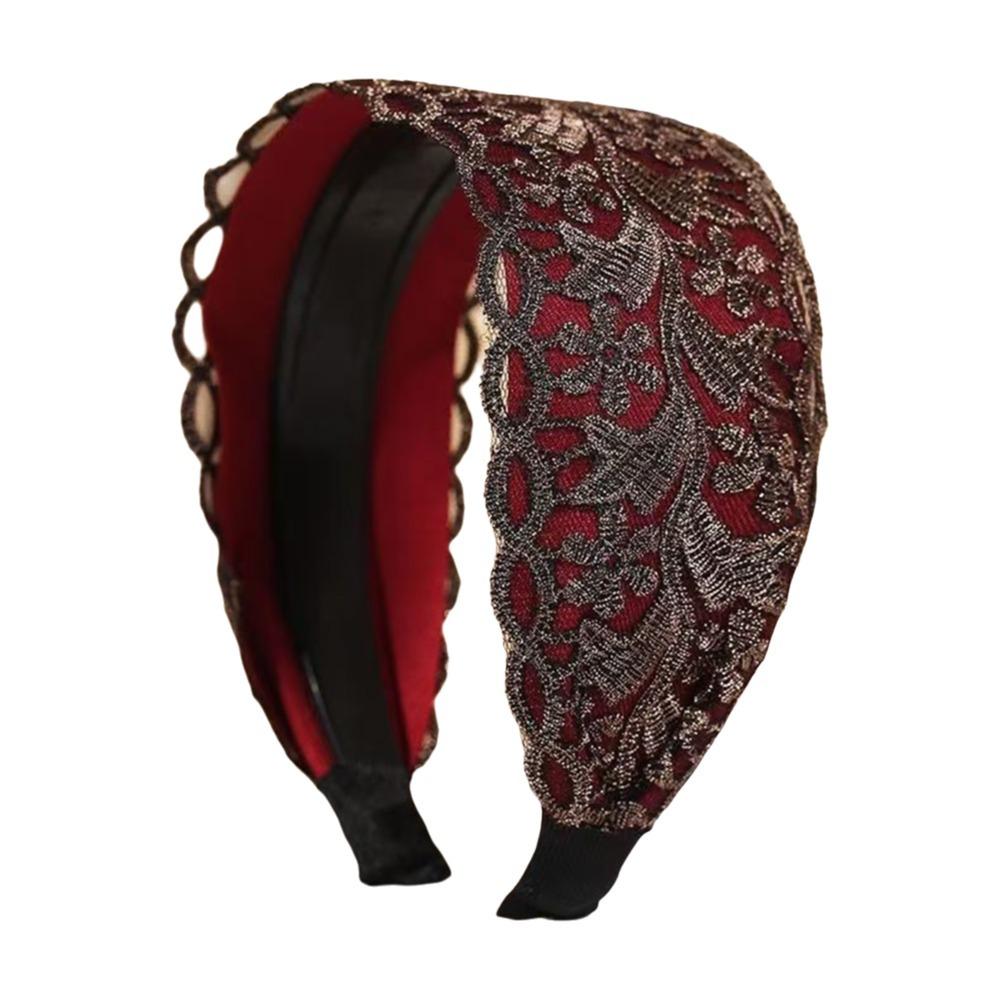 Flowers Lace Mesh Hair Band Wide Side Hollow Headwear Ins Women Lace Hairbands Girls