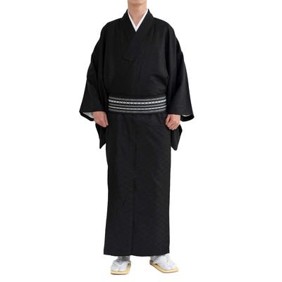 Vaskbar kimono med jordfarvet enkelt våbenskjold, ærme, genstand, herre (LL, sort)