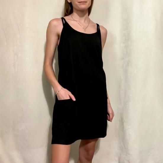 Women's Nightgown Sleeveless Chemise Pajama Dress Spaghetti Strap Racerback Tank Dress with Pockets