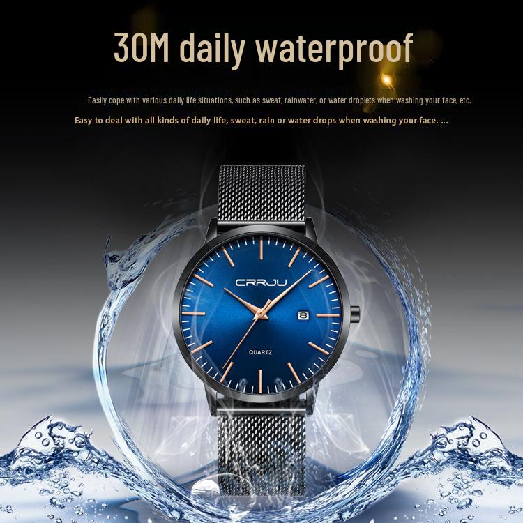 CRRJU 2172 Men's Casual Watch - Simple, Ultra-Thin Design with Calendar for Students and Professionals