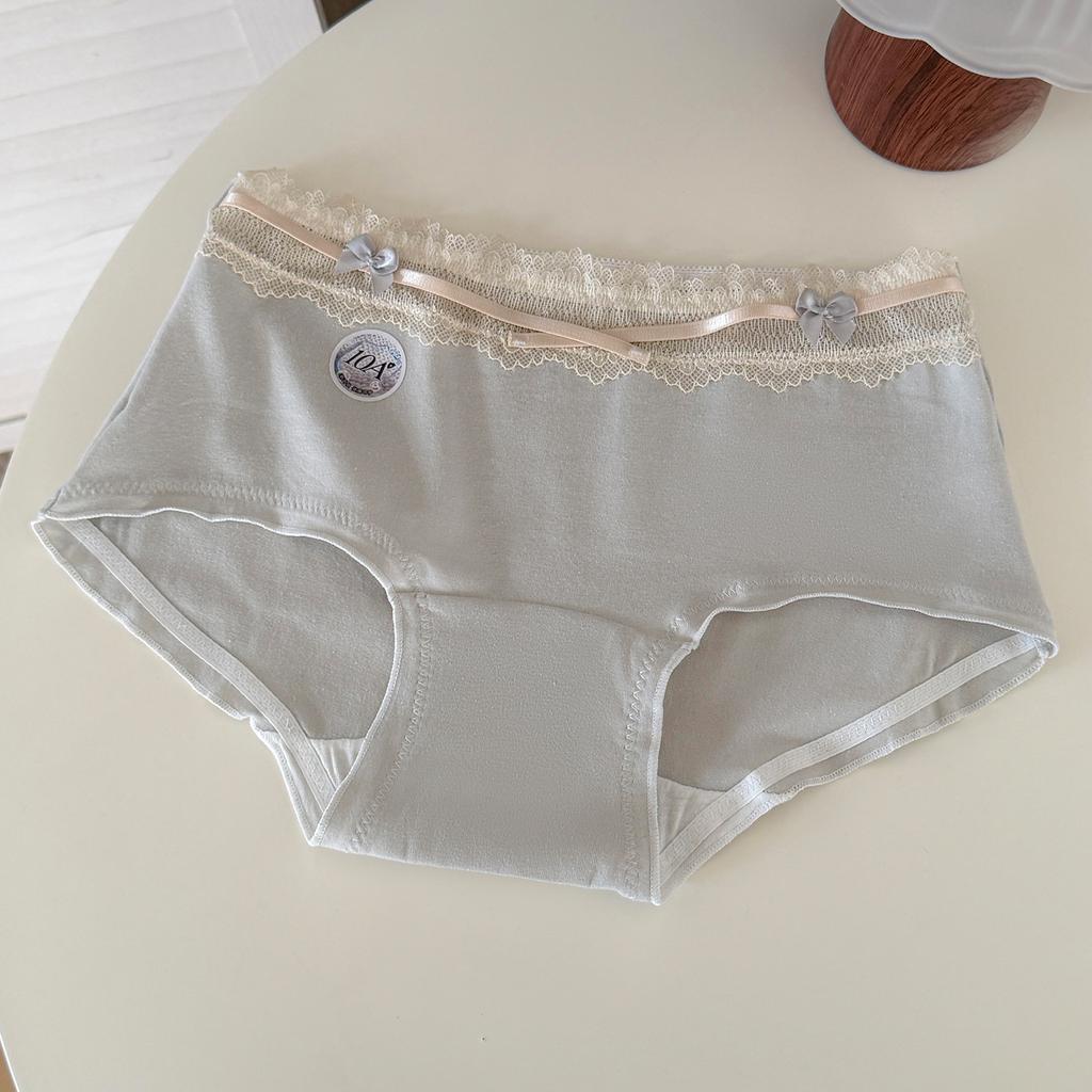 Female Spring and Summer Sexy Cute Pure Cotton 10A Antibacterial Cotton Crotch Non-scratch Middle Waist Triangle Briefs
