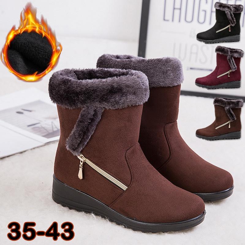 Buy Women's Fashion Winter Waterproof Anti Slip Ankle Boots Warm Fur ...