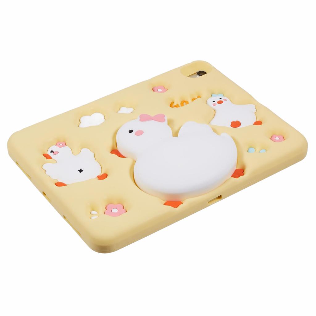 For iPad (2025)/10.9 (2022) Silicone Tablet Case 3D Duck Pattern Design Protective Cover with Shoulder Strap