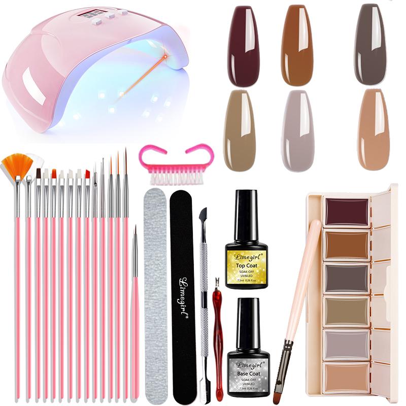 

6 цветов, однотонный консервированный гель для ногтей, кремовая текстура с УФ-светодиодной лампой, гель-лак, замачиваемый УФ-светодиодом, дизайн ногтей «сделай сам», набор гель-лаков для ногтей