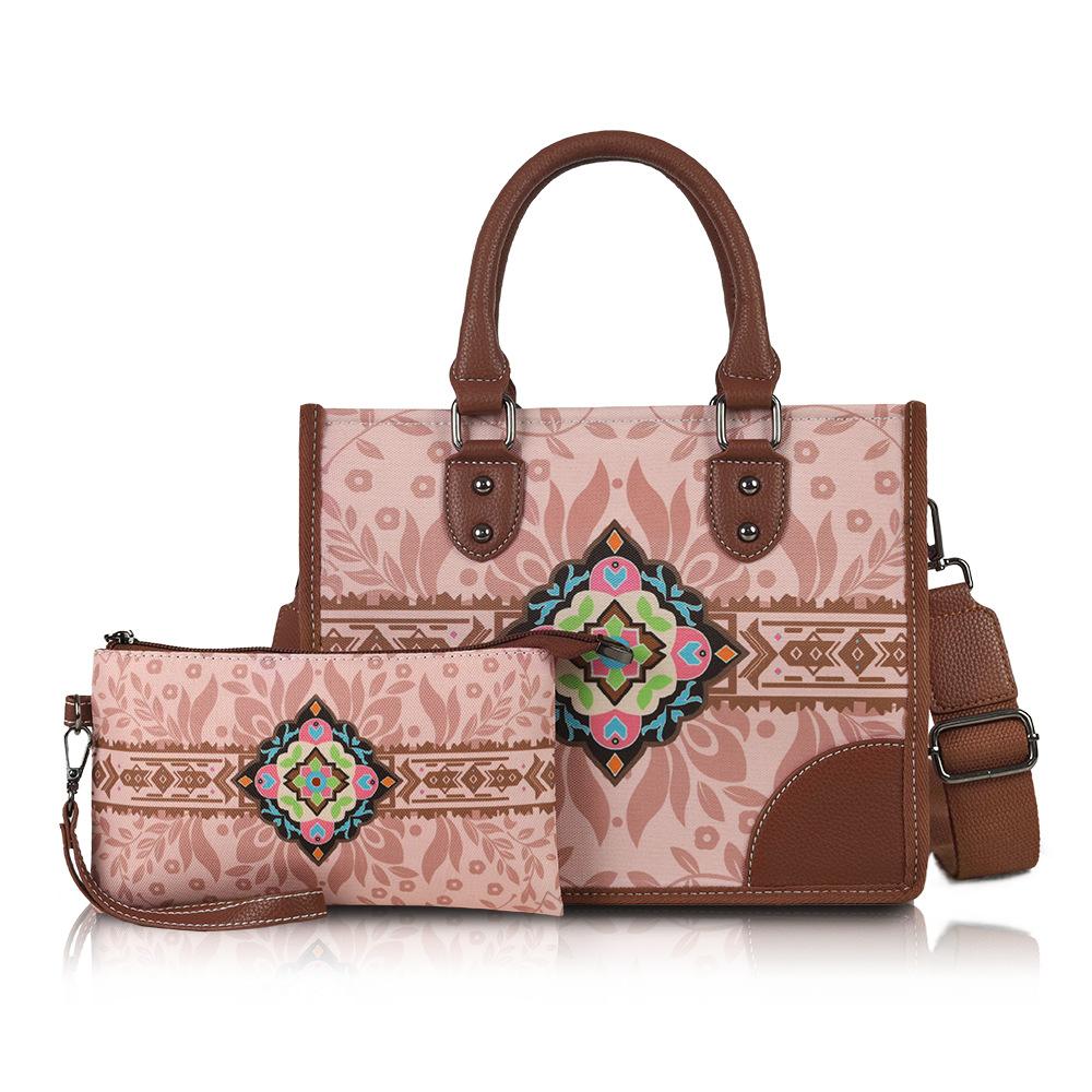 

Многофункциональная женская сумка кроссбоди на молнии с плечевым ремнем в богемном стиле и регулируемым холстом большой вместимости 27*11*22cm розовый