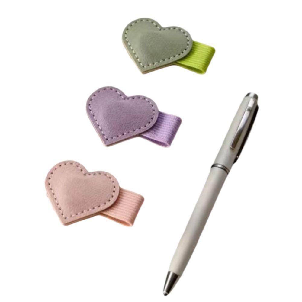 Cute Design Heart-Shaped Book Marks with Pen Holder Reading Gifts Magnetic Leather Bookmarks  Girls