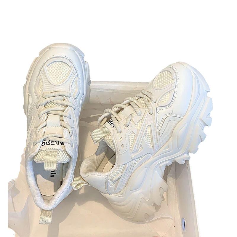 Women's 2023 College Style Platform Sneakers - Height-Increasing, Thick-Soled, Casual Dad Shoes for Spring & Autumn, Small Sizes Available