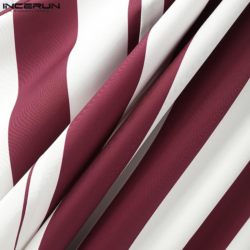 INCERUN Men V Neck Batwing Sleeve Striped Print Irregular Casual Loose Long Dress Robes