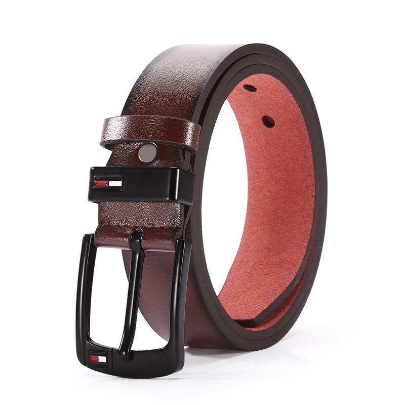 Belt Men'S Oil Drop Pin Buckle Microfiber Belt Business Belt Stall
