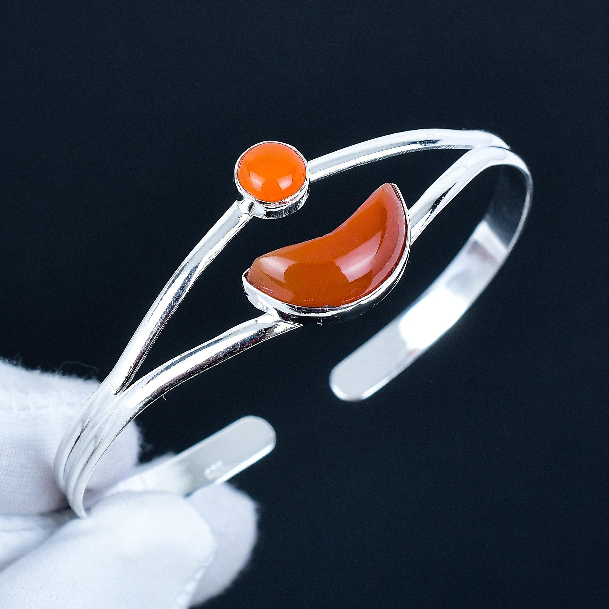 

Beautiful Carnelian Gemstone Handmade Cuff Bangle 925 Sterling Silver Cuff Bangle, Carnelian Bracelet For Wife , Unisex Bangle, Anniversary Gift 7 красный