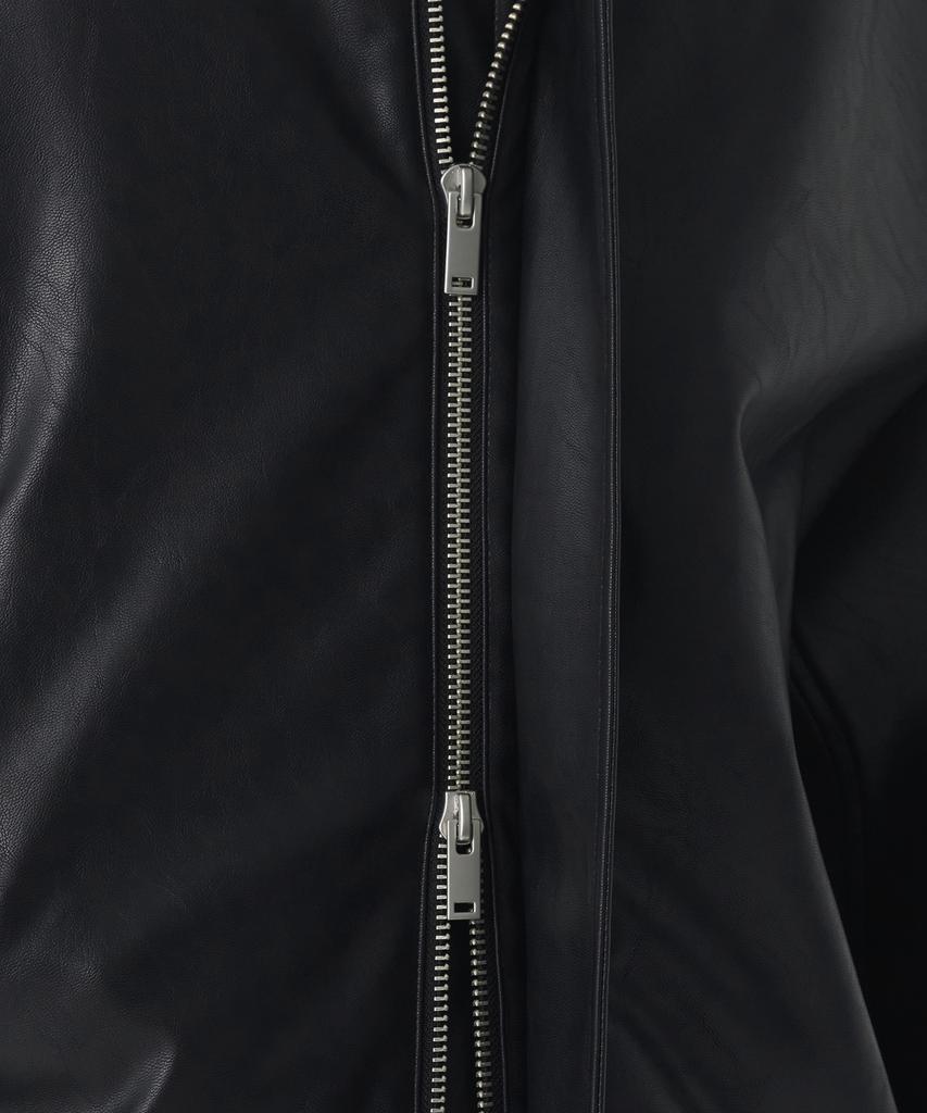 Musinsa Standard Synthetic Leather Oversized Hooded Jacket [Black]