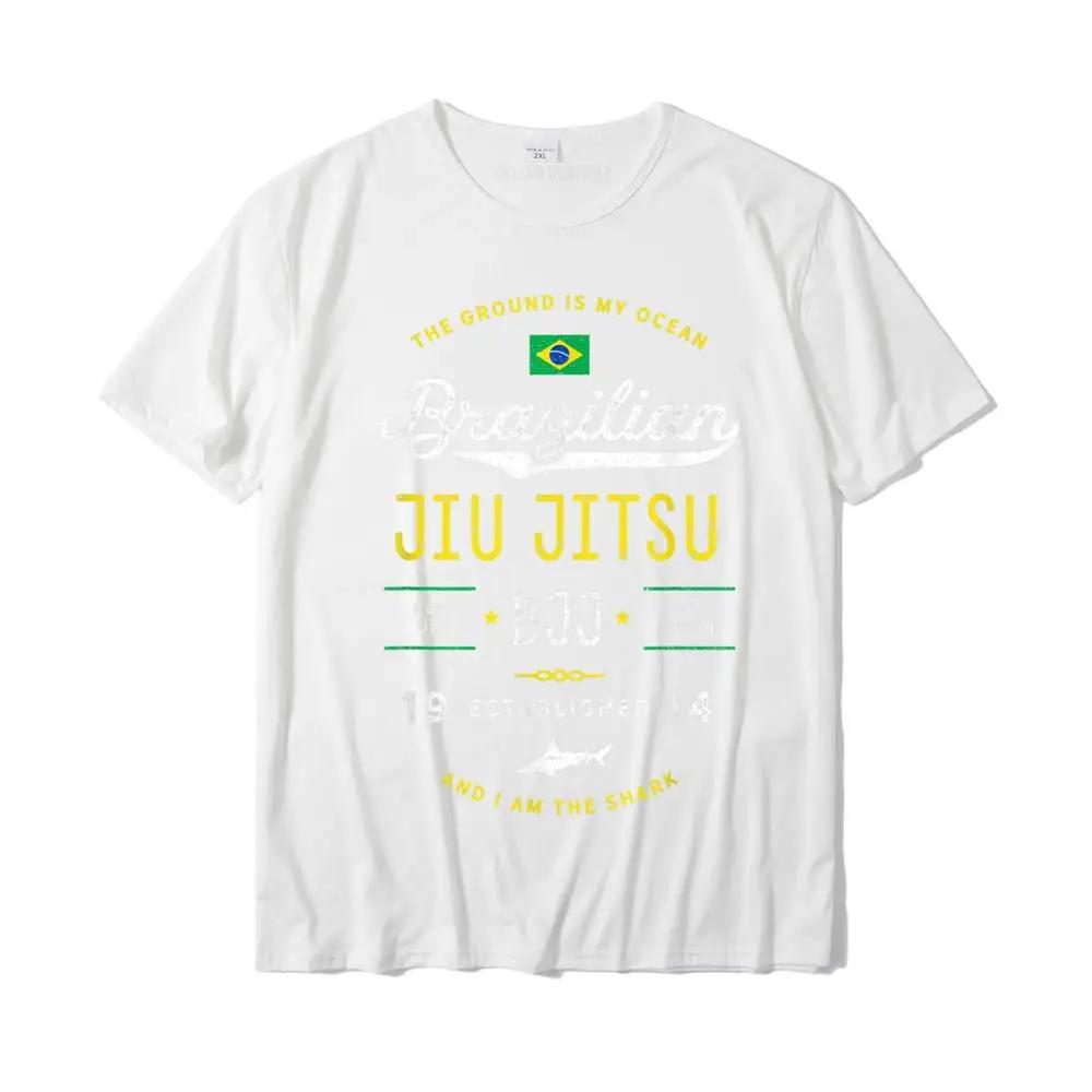 

Summer men s BJJ Jiu-Jitsu Ocean shark pattern printed T-shirt, 100% cotton loose, comfortable and trendy clothing 4XL