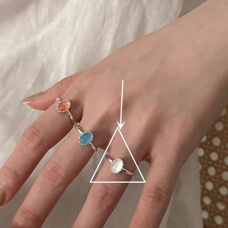 

925 Sterling Silver Simple Ring For Women Fine Jewelry Finger Adjustable Open Vintage Blue Stone Ring For Party Birthday Gift resizable