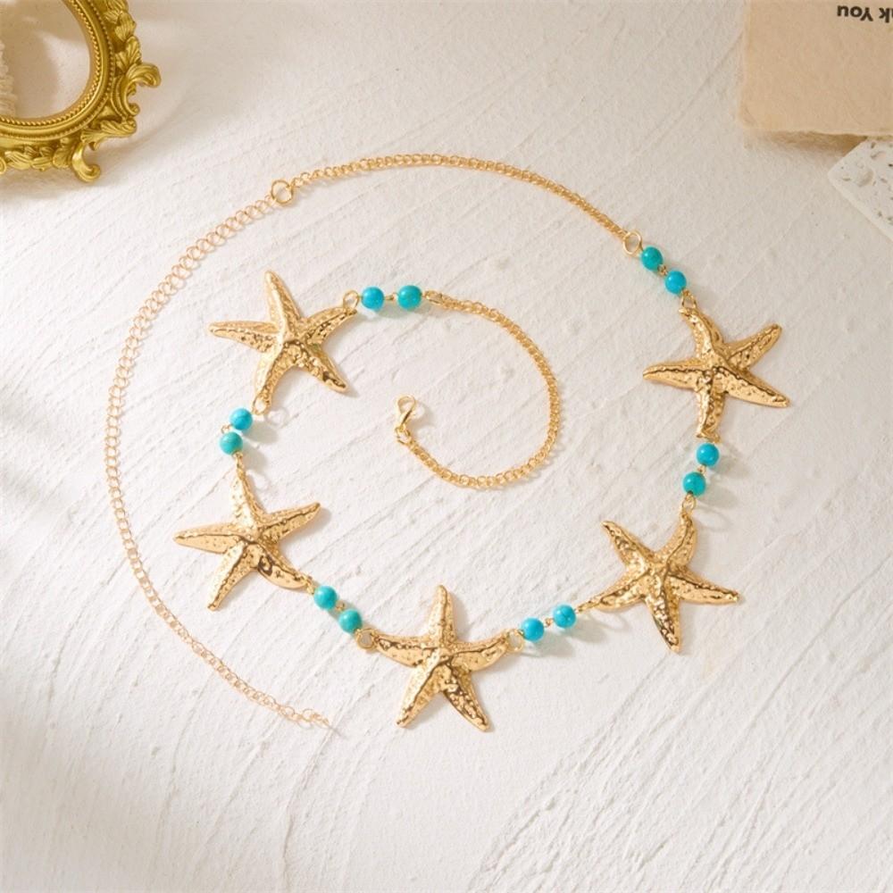 New Starfish Boho Waist Chain Conch Pendant Beads Belly Chain Seashell Imitation Pearl Body Chain Beach