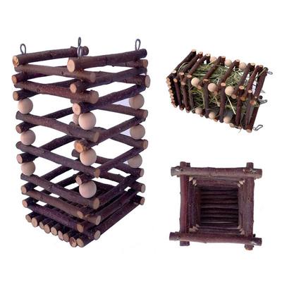 Wooden Hay Manger Grass Frame Pet Toy Trough Feeder For Rabbits