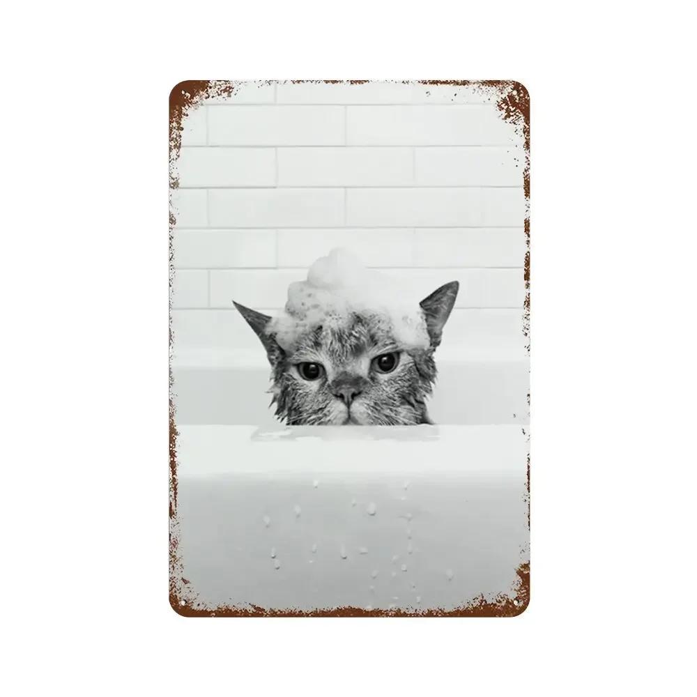 Funny Animal Posters Metal Tin Sign Plaque Dog Monkey Reading Newspapers Decorative Plates For Toilet Bathroom Wall Art Decor