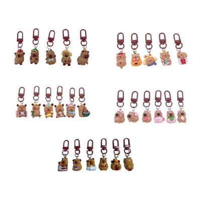 5/6Pcs Cute Capybara Keychain Resin Bag Charm Accessory Animal Keyring Ornament