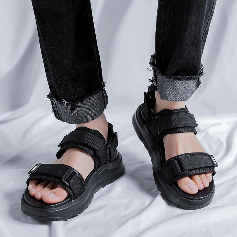 Fashion Men Casual Leather Sandals 2025 New Summer Casual Thick Bottom Walking Shoes Fashion Flat Designer Non-slip Beach Sandal Shoes