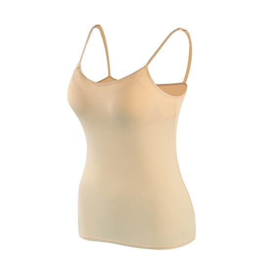Women's Padded Cami Tank Tops Double Lined Spaghetti Strap Camisole Shirts with Built in Bra Slim Fitted Basic Summer Going Out Top