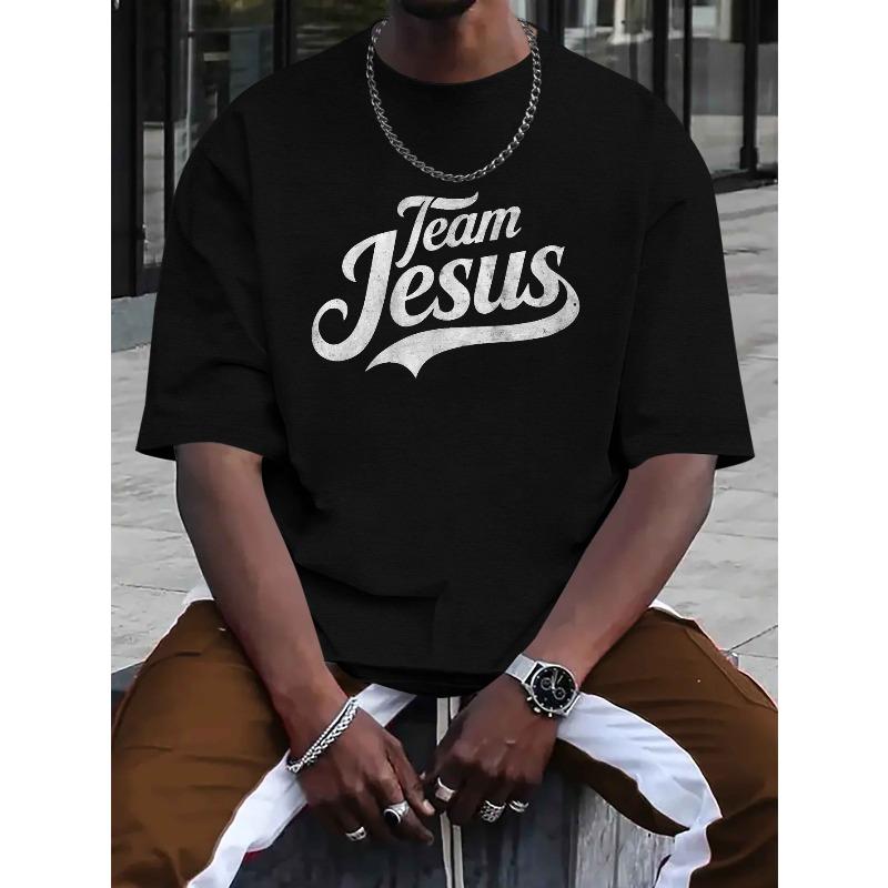 European Size Team Jesus Print Tee Shirt, Tees for Men, Casual Short Sleeve T-Shirt for Summer