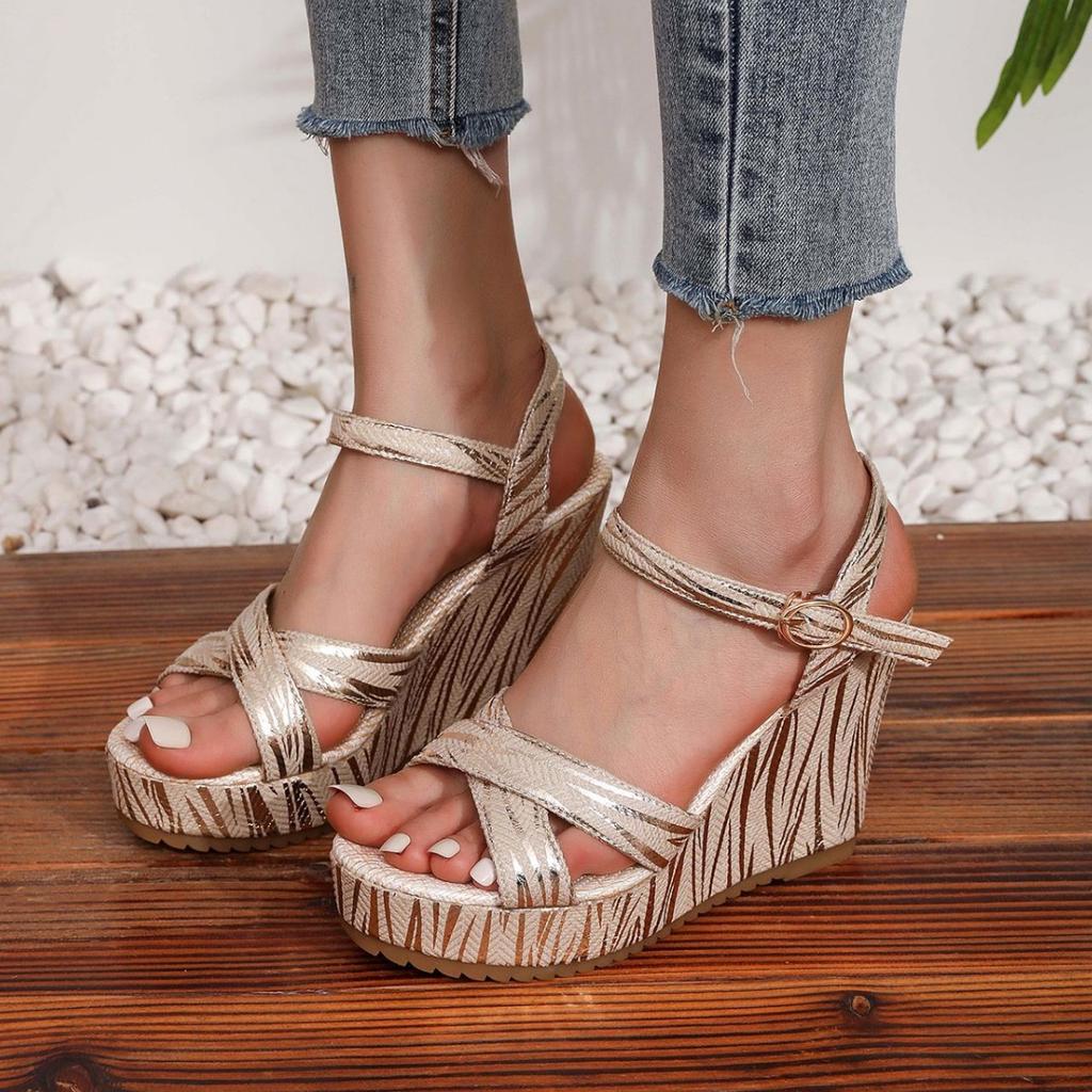 Fashion Summer Cross Strap Sandals for Women Roman Style Fish Mouth Thick Bottom Sandal Slippers Casual Wedge High Heels Sandales Femme