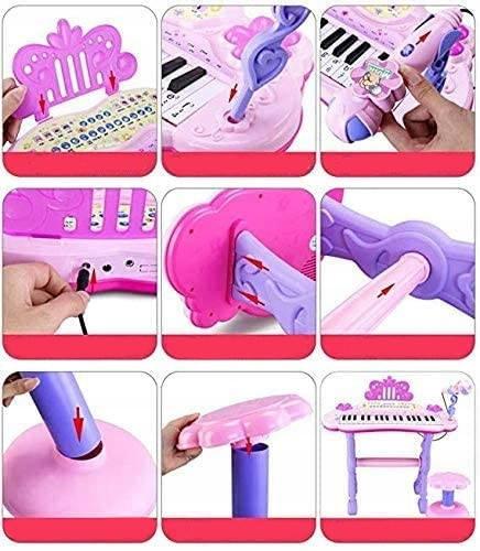 Pianino Keyboard Dzieci Organy Stołek Mikrofon Mp3 37 Klawiszy Mikrofon