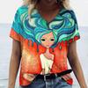 Facial Printed T-shirt Short Sleeved Top Casual Street Women's T-shirts