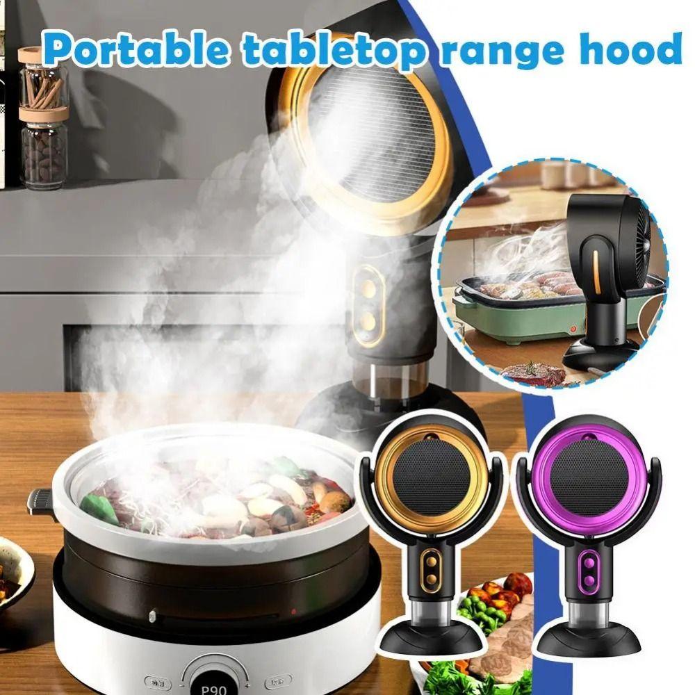 

Portable Mini Hood Extractor Space-Saving Cooking Fume Extractor Kitchen Air Purifier Cooker USB Plug Gold 1