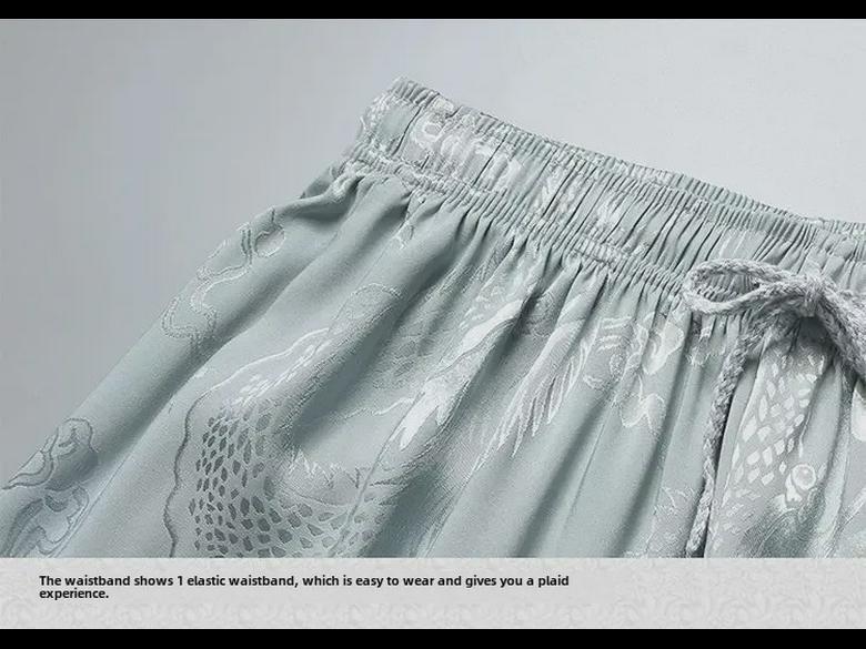 Men’s Ice Silk Tang Suit - Short-Sleeved, Loose-Fit, Chinese Style for Seniors, Ideal for Summer