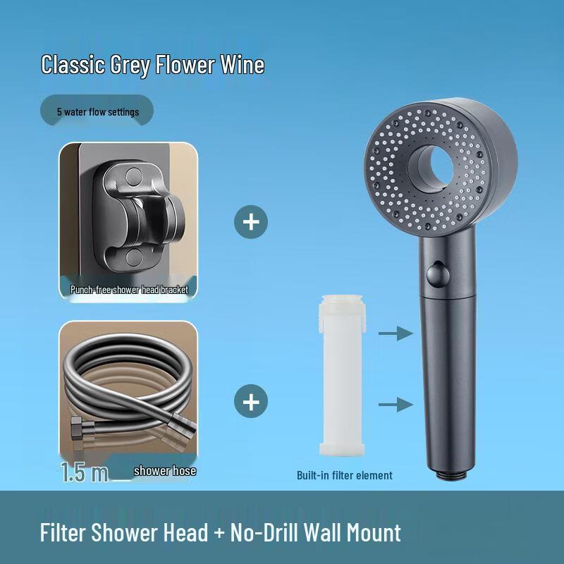 TLXT Whirlpool Hollow Pressure-Boosting Handheld Shower Head