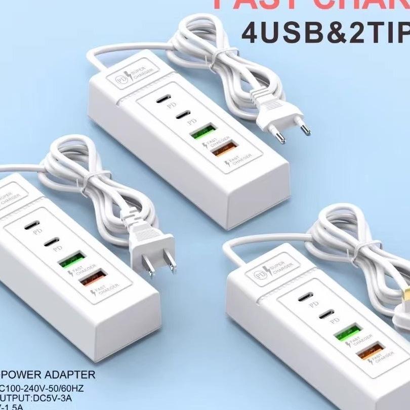 Universal Charging Strip: 4-Port USB Fast Charger for Xiaomi, Apple, Android, Huawei Devices