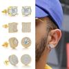 Iced Out Zirconia Stud Earrings For Men Hiphop Gold Color Plated Male Earing Fashion Punk Jewelry Gift Shiny Accessories OHE001