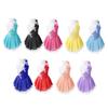 Kids Girls Stylish Dance Dress Sleeveless Sequins Floral Decor Hollow Back Dress for Skating